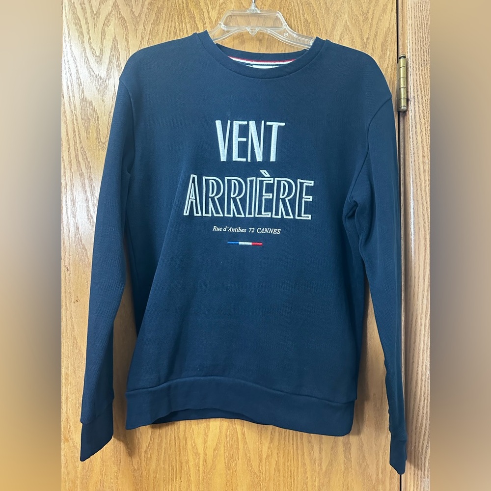 Zara Navy Blue Crewneck Vent Arrière Sweater